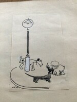 Gáspár Antal eredeti karikatúra rajza a Szabad Száj c. lapnak 11 x 17 cm