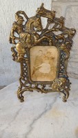 Beautiful copper frame, photo frame, hanging statue of St. George swallowing a lion, copper bronze, large size
