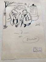 Gáspár Antal eredeti karikatúrarajza a Szabad Száj c. lapnak  21 x 15 cm