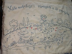 Folk wall protector with hand-embroidered inscription