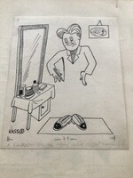 Kasso's original caricature drawing of the free mouth. For sheet 19 x 15.5 cm