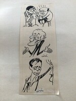 Original caricature drawing by Gáspár Antal from the free mouth. For sheet 20 x 7.5 cm