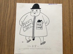 Kasso eredeti karikatúra rajza a Szabad Száj c. lapnak  15,5 x 17 cm
