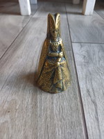 Meseszép antik réz kisasszony csengő (10,3x6 cm)