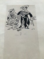 Gáspár Antal eredeti karikatúrarajza a Szabad Száj c. lapnak  20 x 11 cm