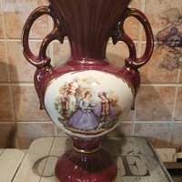 Limoges stílusú porcelán váza, nagymérstű 31,5 cm