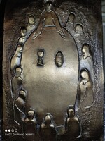MODERNISTA  jelzett bronz fali dísz Utolsó vacsora Gustav Nonnenmacher ritka gyűjtői fali kép
