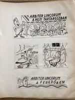4 original caricature drawings by Sándor Göböly from the free mouth. Sheet size 29 x 16 cm