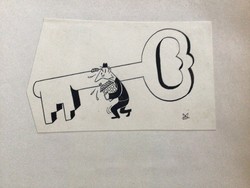 Mészáros András eredeti karikatúra rajza a Szabad Száj c. lapba 16 x 9 cm