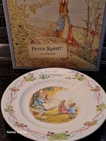 Csodálatos Wedgwood angol gyermek porcelán lapos tányér Peter Rabbit Nyúl Péter kalandjairól
