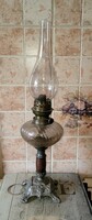 Hibátlan antik üveg testű petróleum lámpa, kanóccal