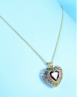 Dreamy, 10k gold pendant, with 14k gold chain, ruby gemstone!!!
