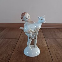 Antik Rosenthal porcelán fiú kiskecskével