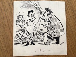 Várnai György eredeti karikatúra rajza a Szabad Száj c. lapnak 15 x 15 cm