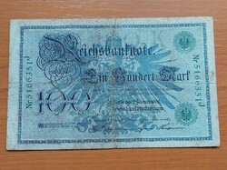 German Empire 100 Marks 1908 516.... Green stamp