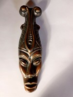 Bronze wall mask - African tribal head 28.5 Cm