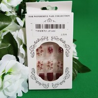 22pcs square DIY artificial nails set with liquid glue - burgundy - pink