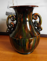 Mezőtúri jr. Folk art deco ceramic vase by Balázs Badár