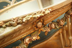 XIV. Lajos barokk konzol asztal onyx lappal és tükörrel
