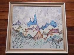 Gamayunov: Tél Harkovban, festmény, 70 x 80 cm