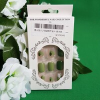 24Pcs Square DIY Nail Art Kit with Liquid Glue - Green