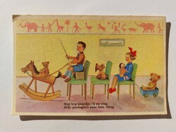 Régi képeslap levelezőlap gyerekek játékok