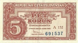 5 Korun crown 1949 Czechoslovakia 2.