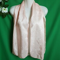 New, custom-made peach pink embroidered satin scarf, shawl, shawl, stole - 30x145cm
