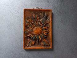 Thistle, old Austrian wax wall picture, wall decoration