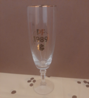 Retro pf 1989 inscription clover logo stemmed champagne glass 20.5 cm