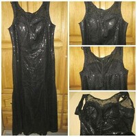 Black fully sequined lace casual dress with bra 22 h: 152 cm mb. 122 cm