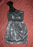 Silver sequin half-shoulder h:83 cm mb:70-74 dress 6/32