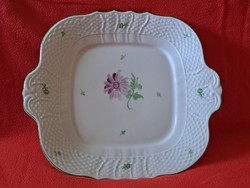 Herend tertia cake serving plate with an aster pattern, green rim