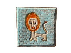 Applied arts company ceramic wall decoration lion, wall picture juried, with label