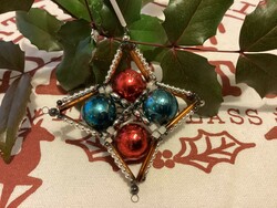 Old glass tapestry Christmas tree decoration