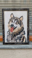 Modern photo frame with dog tapestry, inner size 30x22 cm