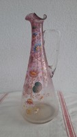 Huge blown glass enamel painted antique pourer, carafe, 30 cm