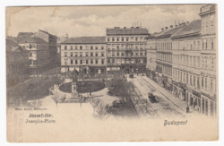 József-tér Budapest - hosszú címzéses antik képeslap