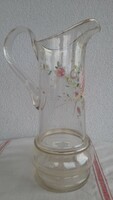 Blown glass enamel-painted antique spout, jug, 29 cm