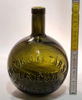 "Zwack J. és Társai Unicum Budapest" olajzöld nagy likőrösüveg (2878)