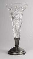 1P842 silver-plated alpaca footed polished crystal goblet 15 cm