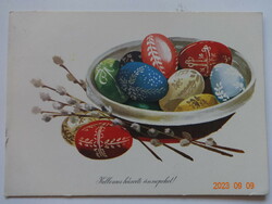 Régi grafikus húsvéti üdvözlő képeslap, Görög Lajos rajz