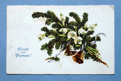 Régi Karácsonyi üdvözlő  grafikus képeslap 1925