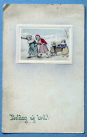 Antik V K Vienne Újévi üdvözlő  grafikus képeslap