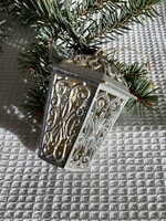 Old retro plastic silver lantern Christmas tree decoration