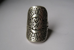 Designer silver ring, Aztec, with Mexican pattern