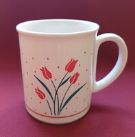 Old antique vintage porcelain tulip tulip patterned mug cup
