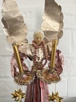 Beautiful large antique German angel with wax head and hands Christmas tree decoration top decoration