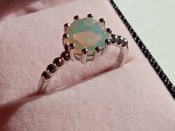 Ethiopian fire opal 925 silver ring 58