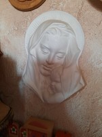Antik Szűz Mária,  Madonna gyermekkel,  gipsz fali relief, dombormū,Alkudható
